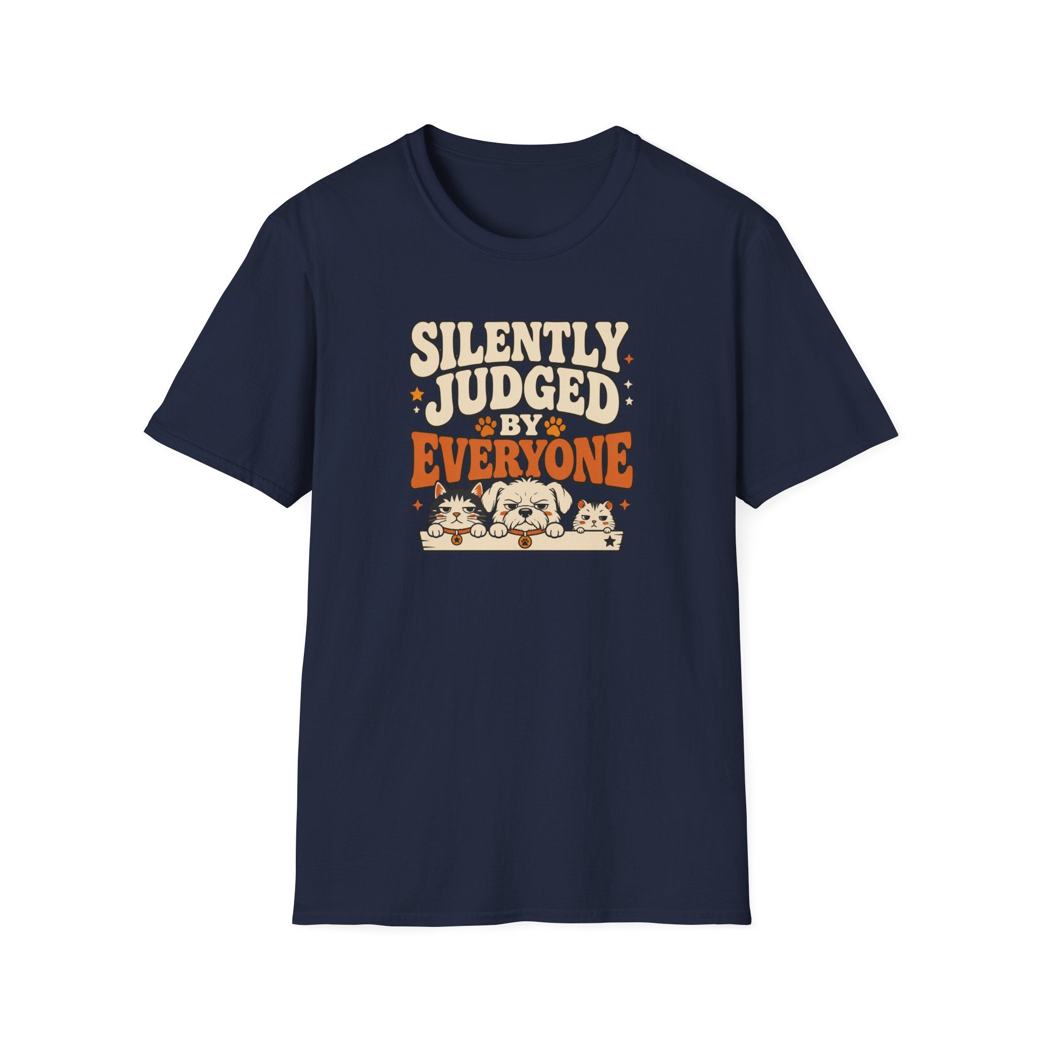 "Silently Judged by Everyone" Retro Graphic Tee (Cute Pets)
