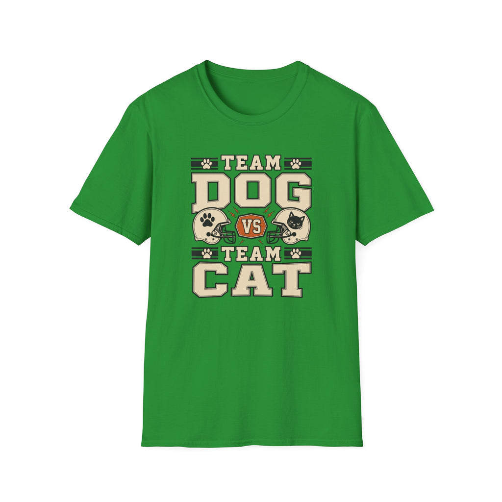 Team Dog vs Team Cat Football T-Shirt — Pet Lover Rivalry Tee
