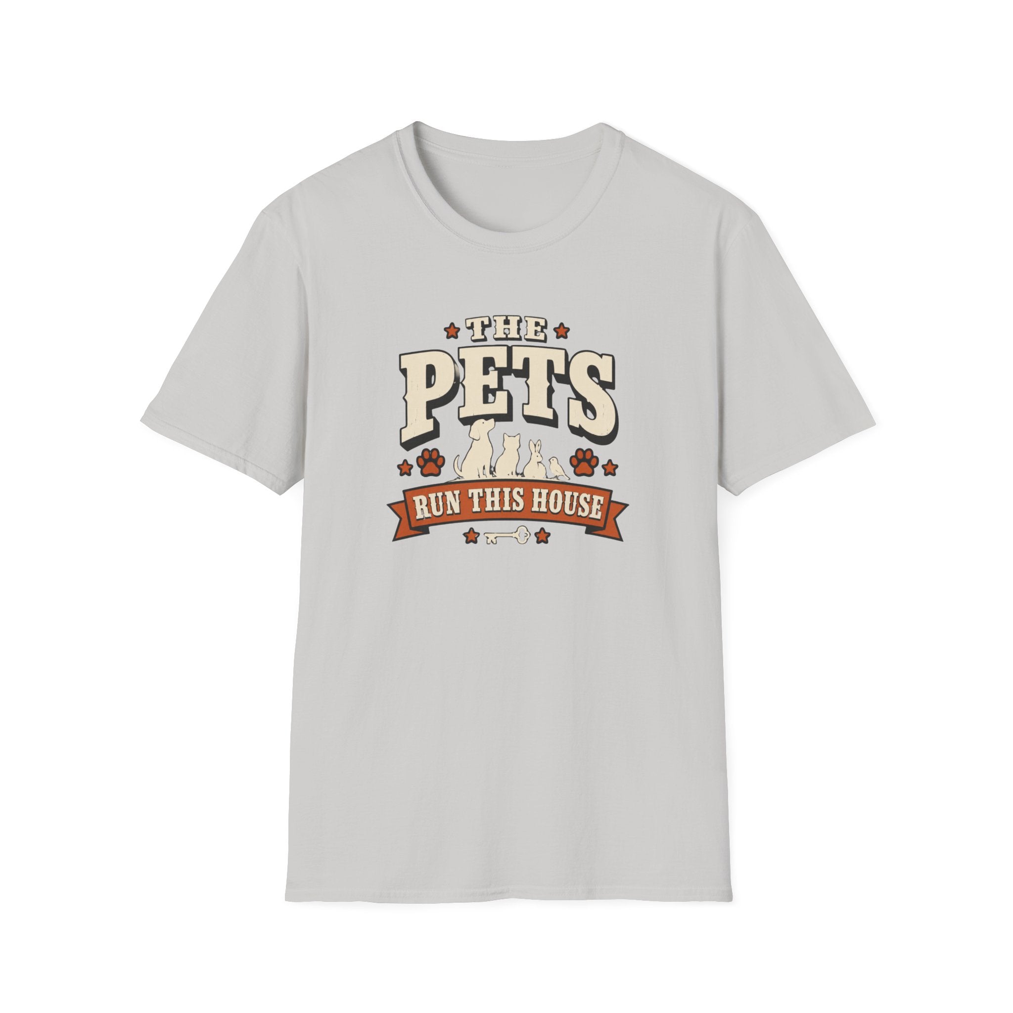 Pet Lover T‑Shirt — "The Pets Run This House" Retro Graphic