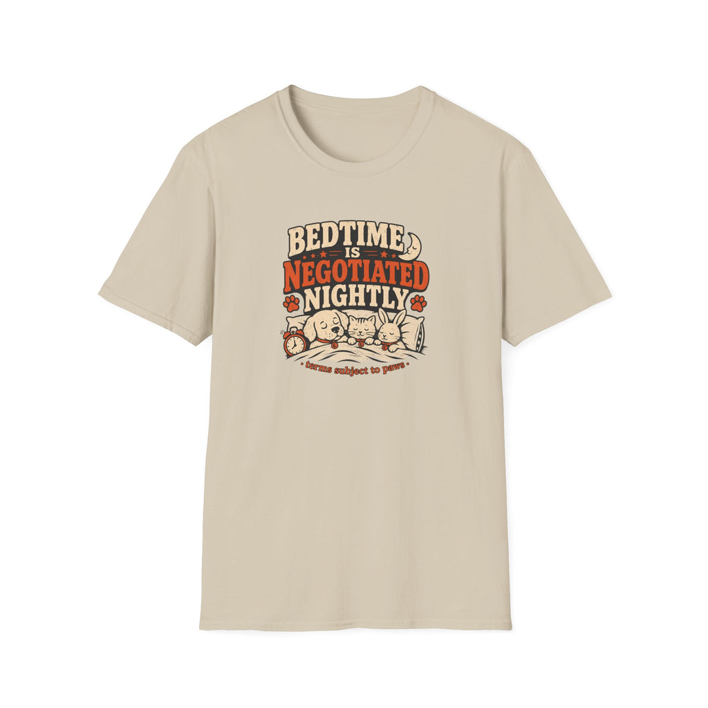 Bedtime Is Negotiated Nightly — Cute Sleepy Pets Graphic Tee