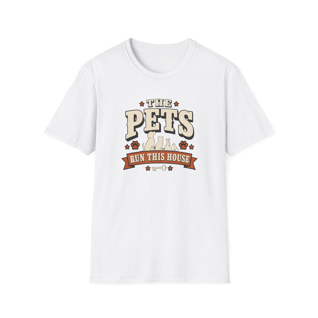 Pet Lover T‑Shirt — "The Pets Run This House" Retro Graphic