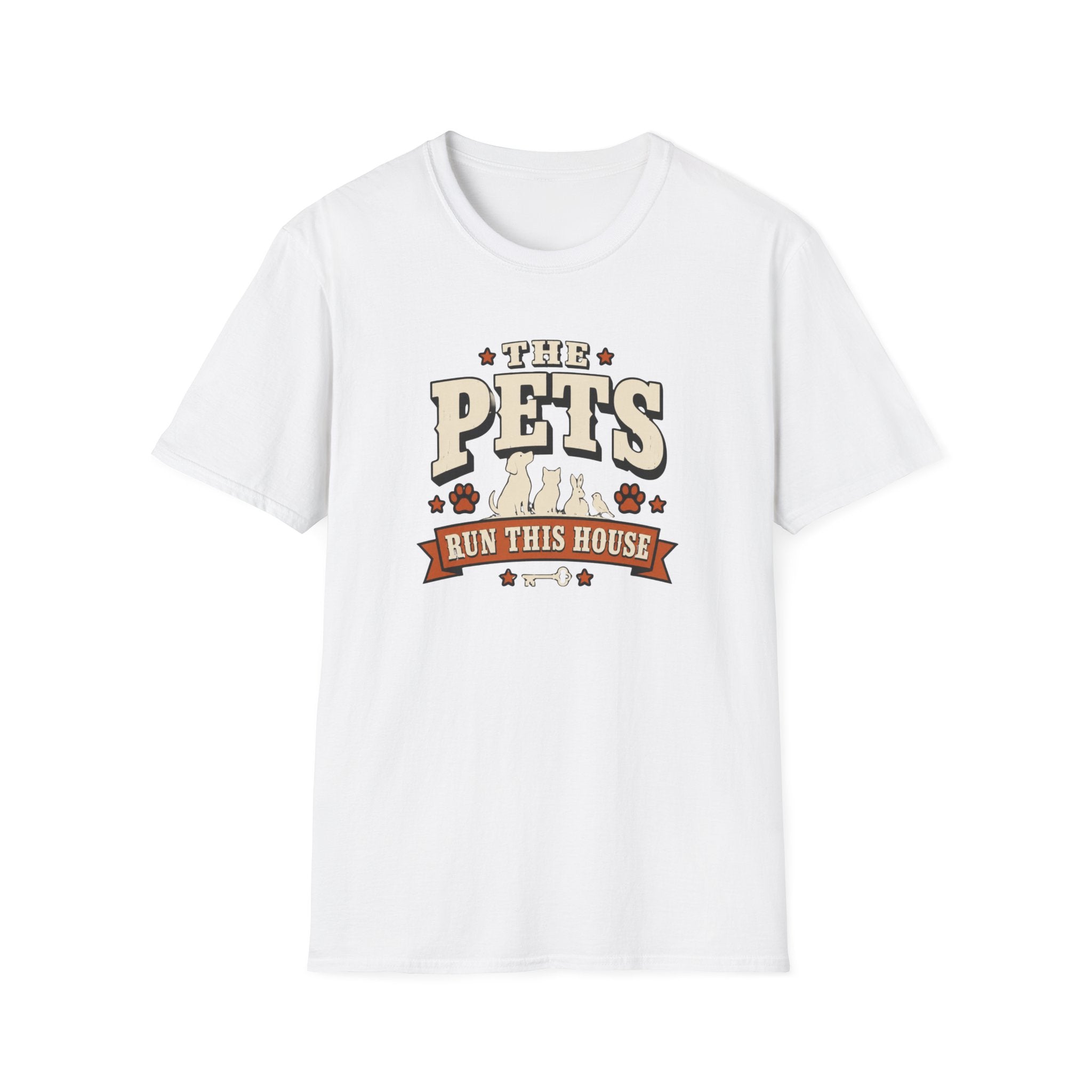 Pet Lover T‑Shirt — "The Pets Run This House" Retro Graphic