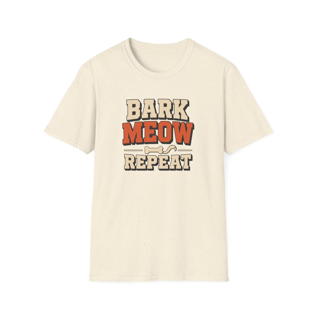 Bark Meow Repeat T-Shirt — Funny Pet Lover Tee for Dog & Cat Owners