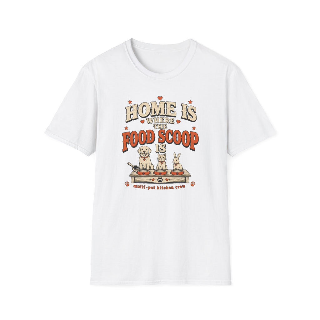 "Home Is Where the Food Scoop Is" Vintage Pet Lover Tee