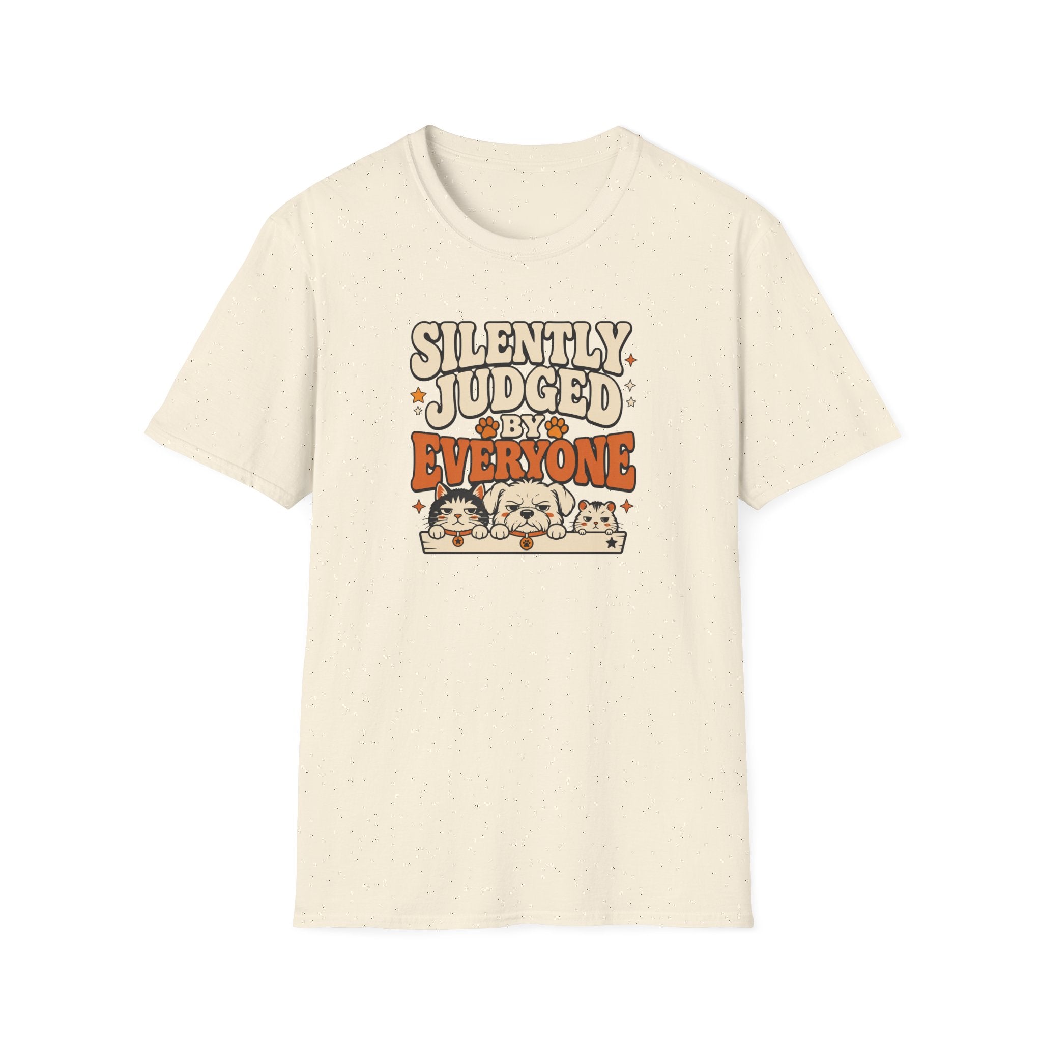 "Silently Judged by Everyone" Retro Graphic Tee (Cute Pets)