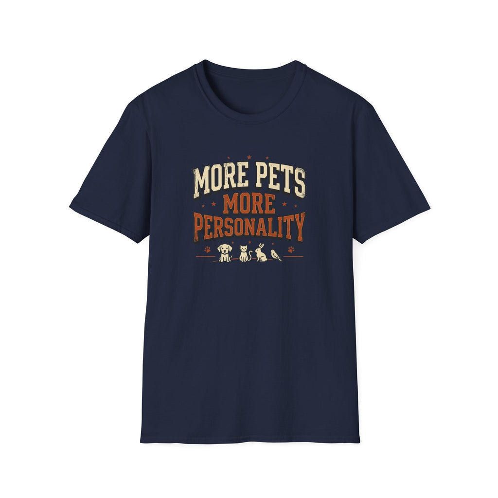 More Pets More Personality T-Shirt — Cute Retro Pet Lover Tee