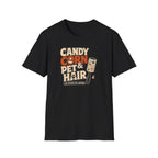 Candy Corn & Pet Hair T-Shirt — Funny Halloween Cat & Dog Lover Tee