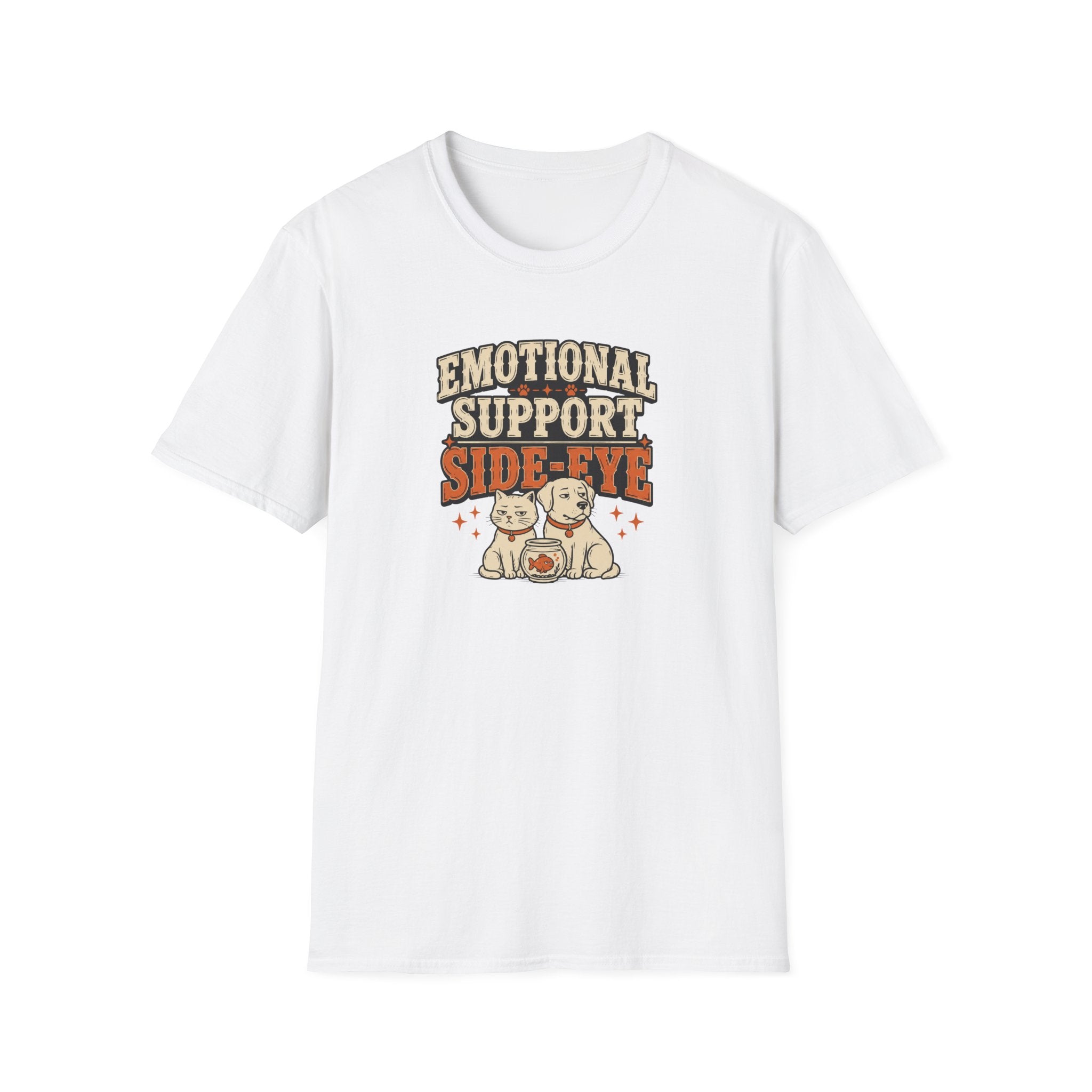 "Emotional Support Side-Eye" Retro Dog & Cat Graphic