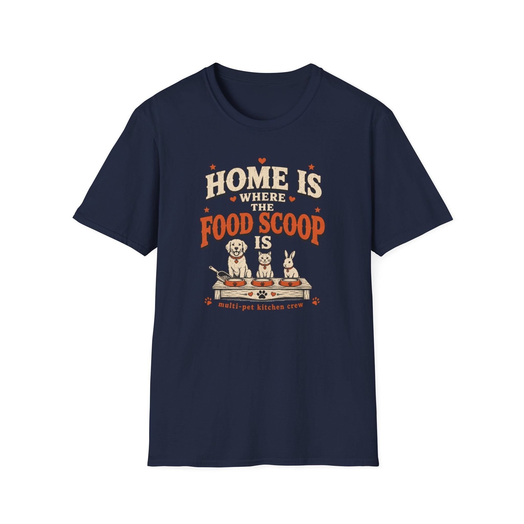 "Home Is Where the Food Scoop Is" Vintage Pet Lover Tee
