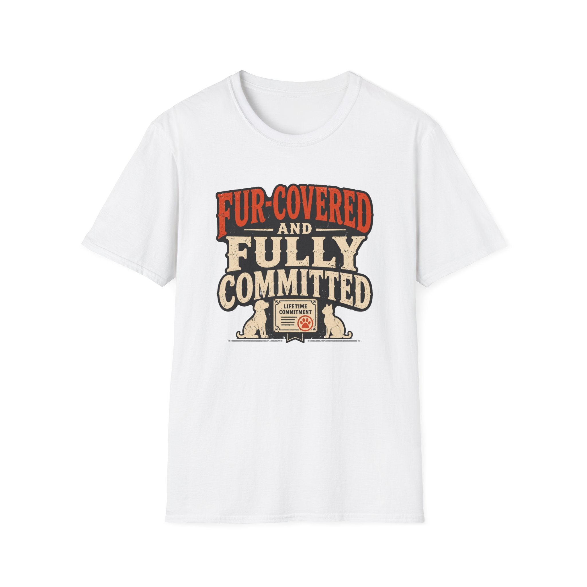 T-Shirt — "Fur-Covered and Fully Committed" Vintage Dog & Cat Lover Tee