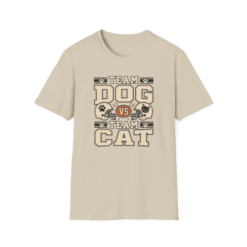 Team Dog vs Team Cat Football T-Shirt — Pet Lover Rivalry Tee