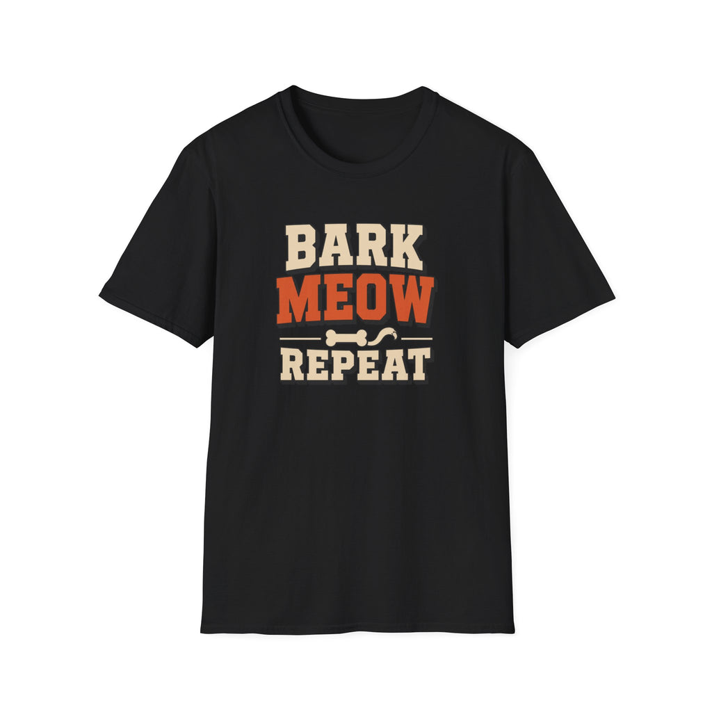 Bark Meow Repeat T-Shirt — Funny Pet Lover Tee for Dog & Cat Owners