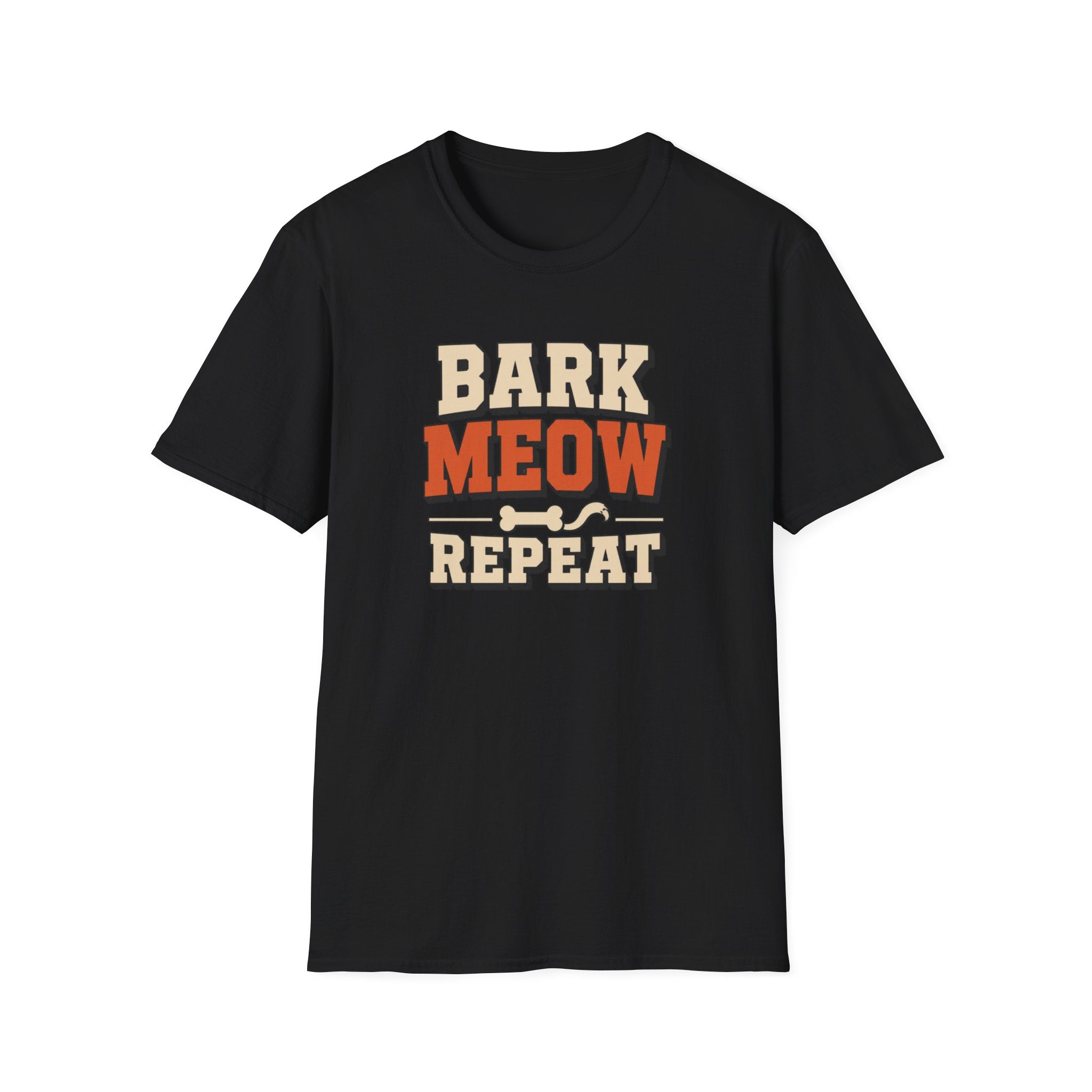 Bark Meow Repeat T-Shirt — Funny Pet Lover Tee for Dog & Cat Owners