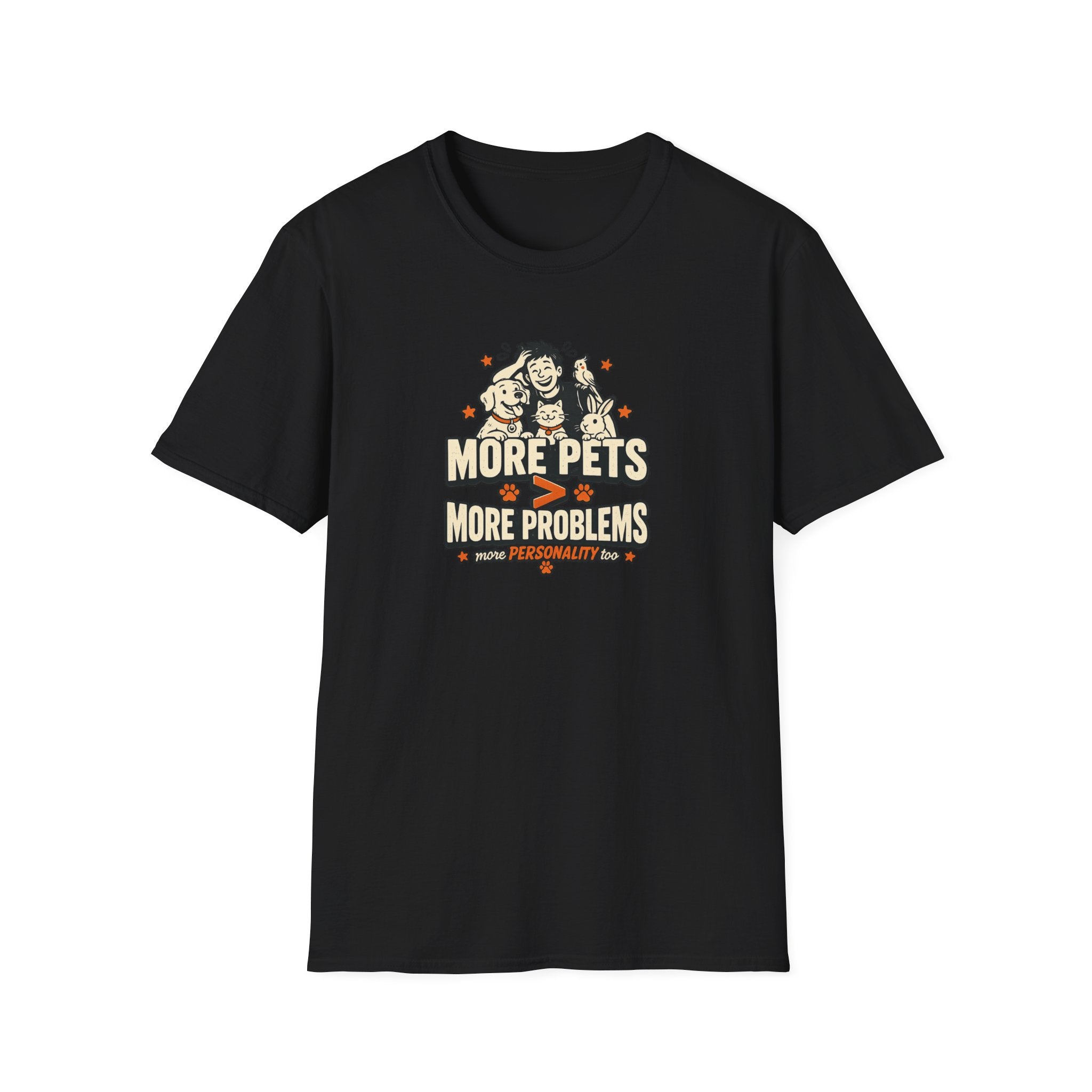 "More Pets > More Problems" Cute Retro Pet Lover Tee