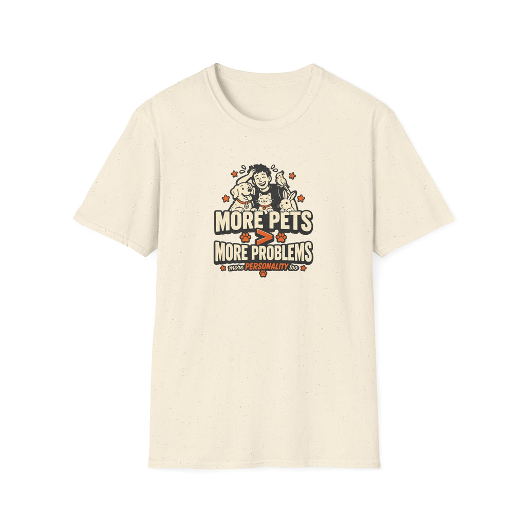 "More Pets > More Problems" Cute Retro Pet Lover Tee