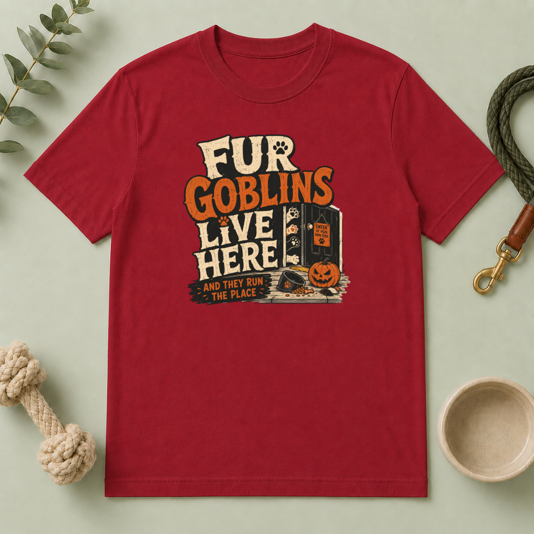 Fur Goblins Live Here Halloween Pet T-Shirt