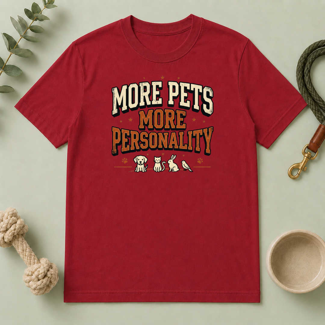 More Pets More Personality T-Shirt — Cute Retro Pet Lover Tee