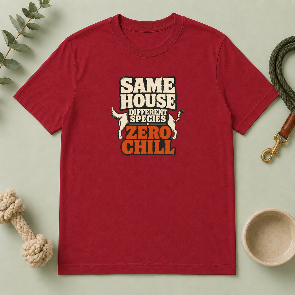 "Same House Different Species Zero Chill" Funny Pet Lover Tee