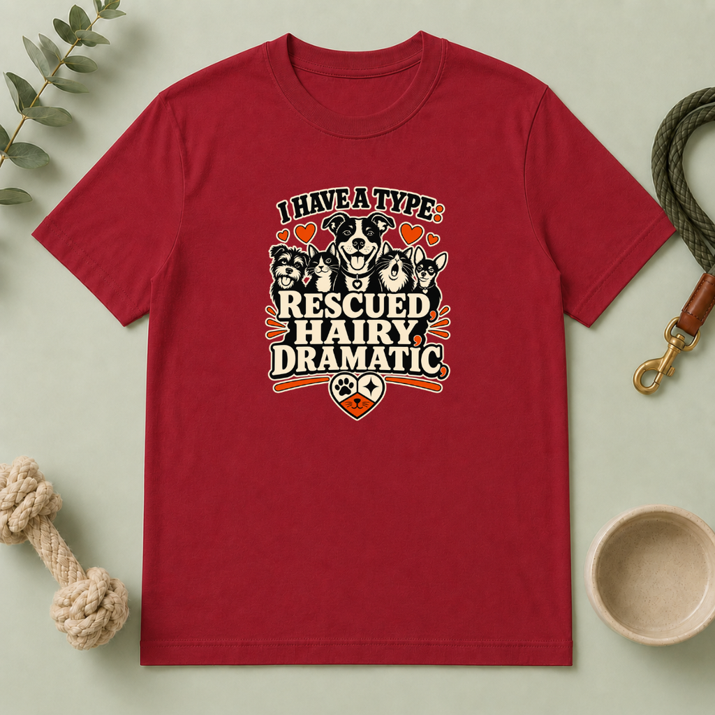 I Have a Type Rescued Hairy Dramatic Valentine Pet T-Shirt