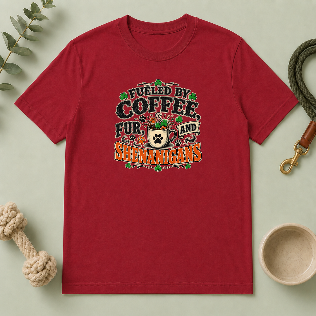 Fueled by Coffee, Fur & Shenanigans St. Patrick’s Day T-Shirt