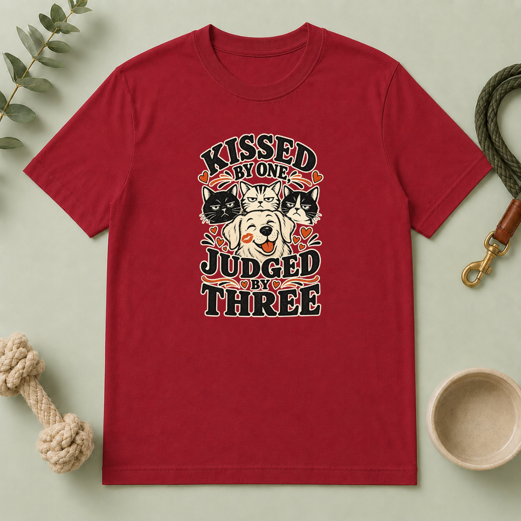 Kissed by One Judged by Three Valentine Pet T-Shirt