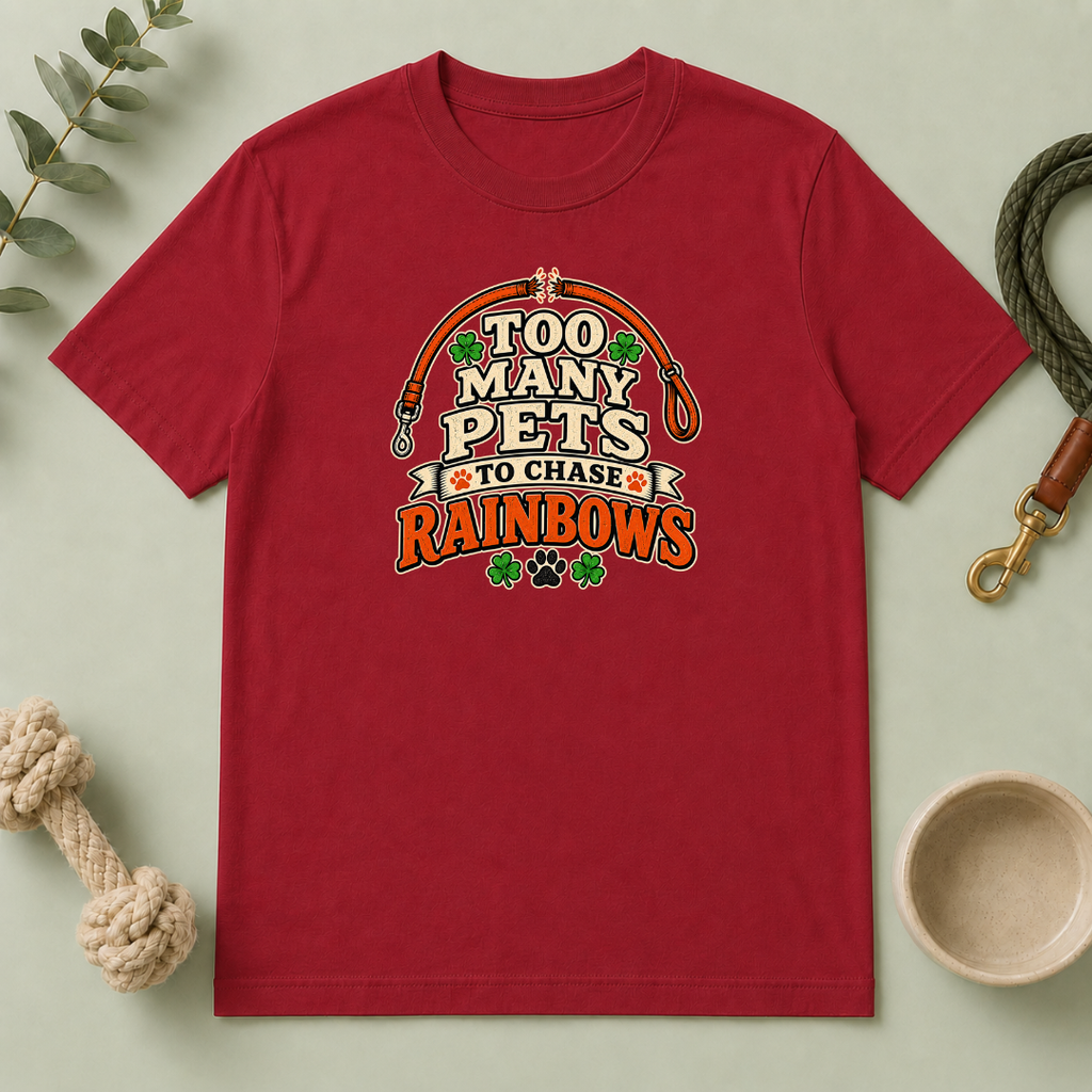 Too Many Pets to Chase Rainbows St. Patrick’s Day T-Shirt