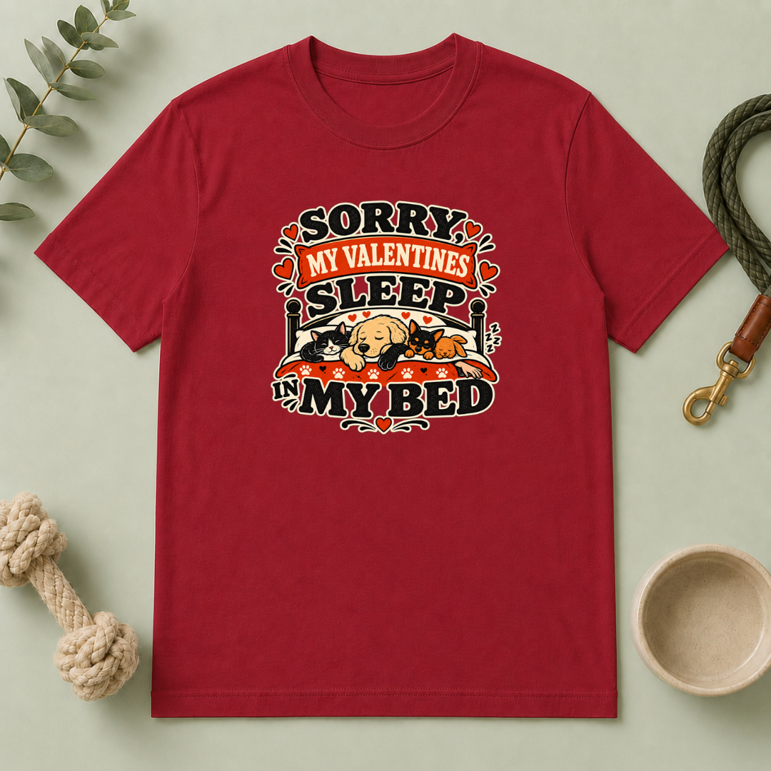 Sorry My Valentines Sleep in My Bed Pet Lover T-Shirt