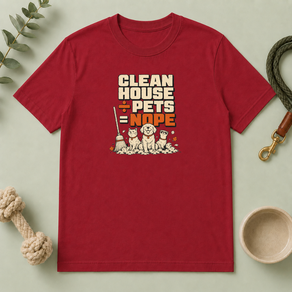 "Clean House + Pets = Nope" Funny Pet Lover Tee