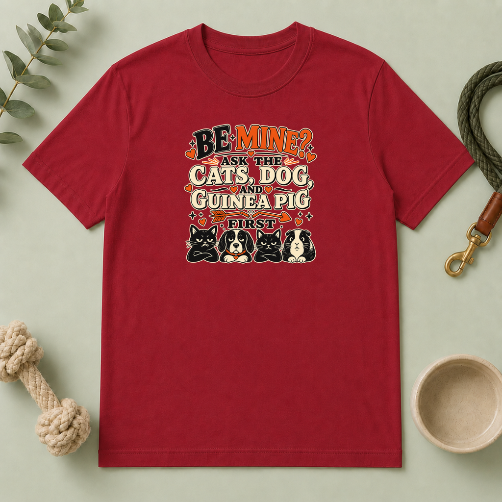 Be Mine? Ask the Cats, Dog & Guinea Pig First Valentine T-Shirt