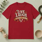 Live Laugh Litterbox & Dog Bowl – Dog & Cat Rivalry T-Shirt