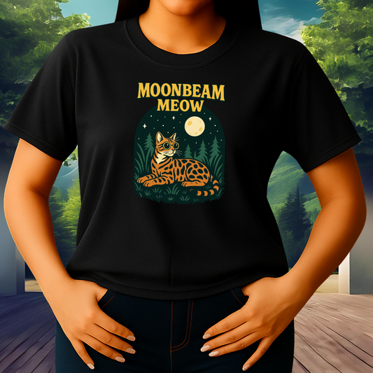 Moonbeam Meow T-Shirt – Magical Cat Graphic Tee for Cat Lovers