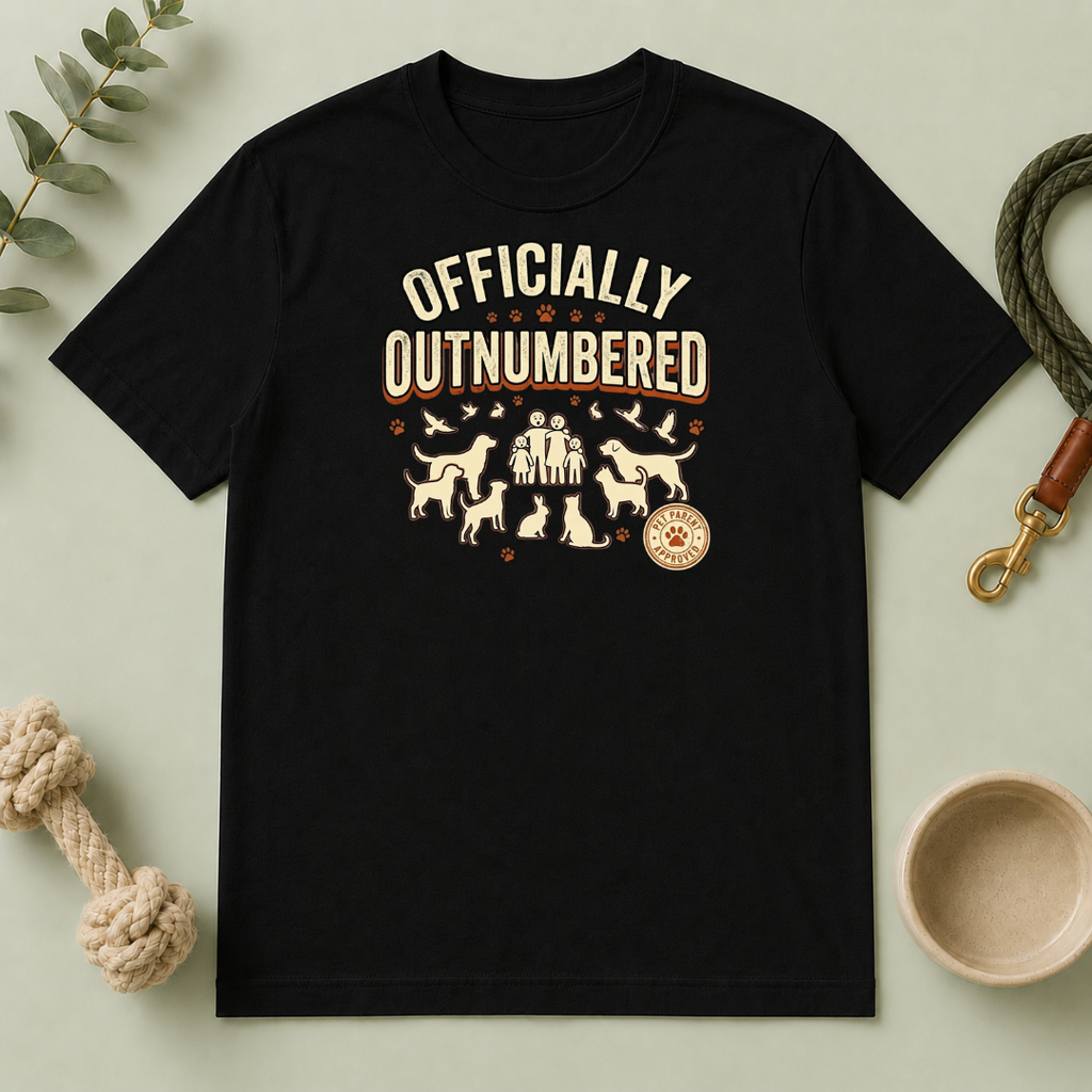 Officially Outnumbered T-Shirt — Funny Family & Pet Graphic Tee
