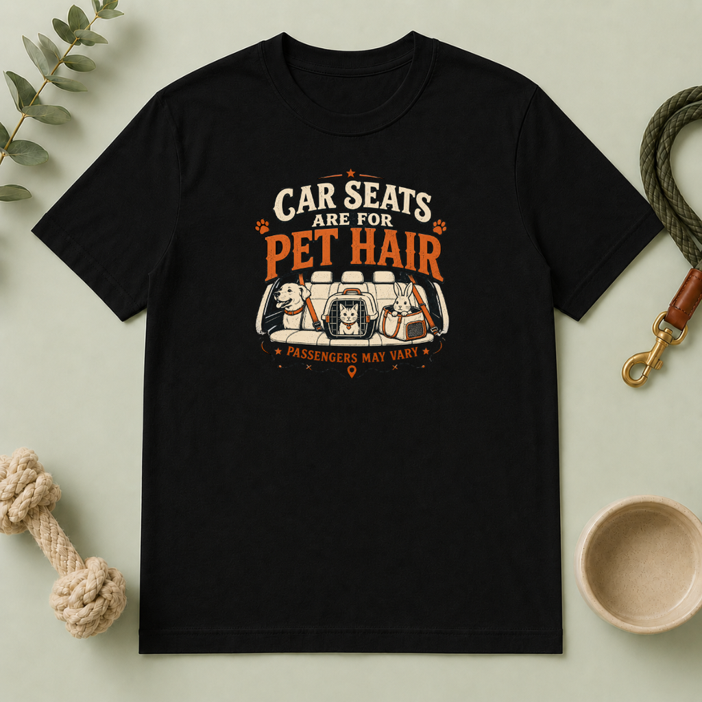 "Car Seats Are For Pet Hair" Graphic Tee for Dog & Cat Lovers