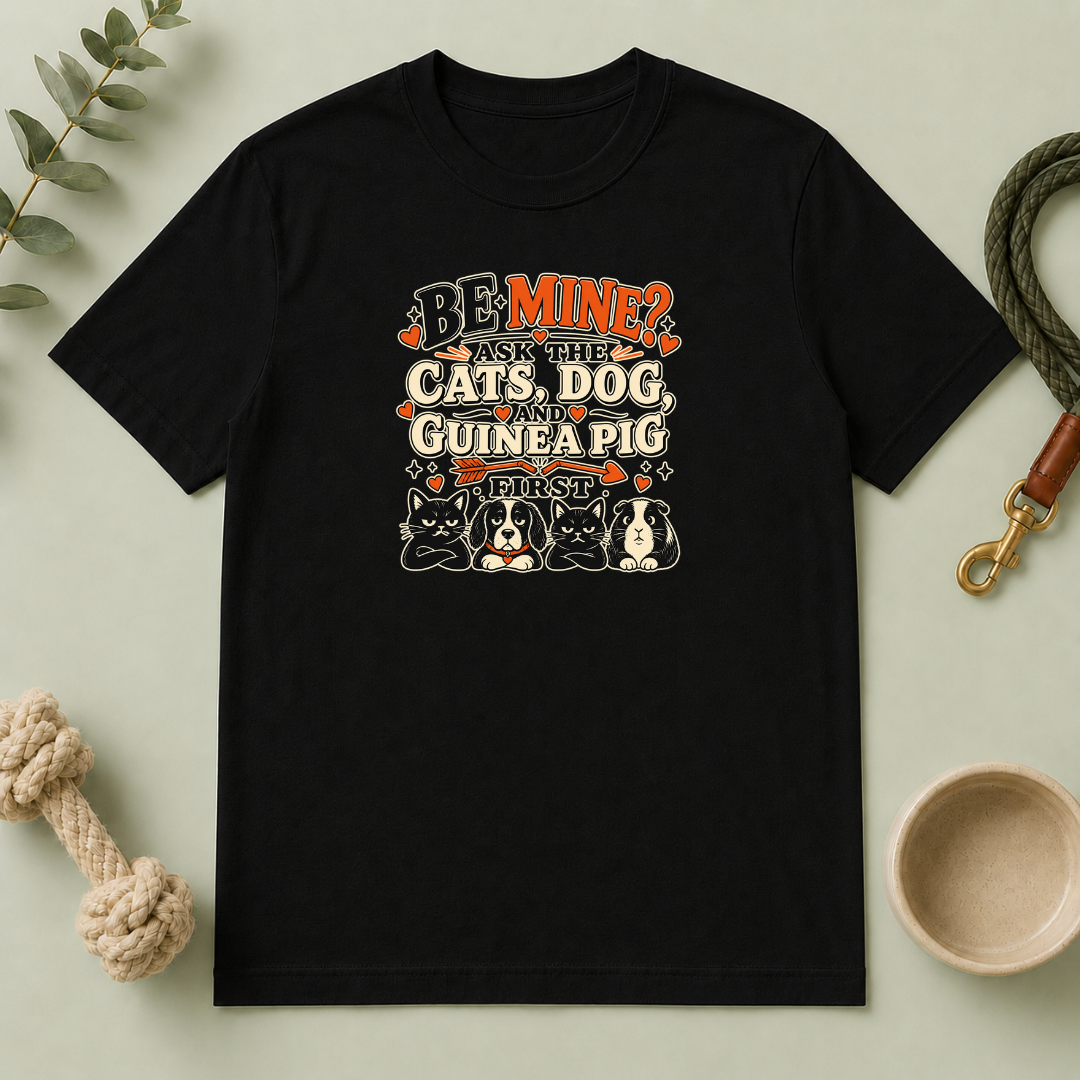 Be Mine? Ask the Cats, Dog & Guinea Pig First Valentine T-Shirt