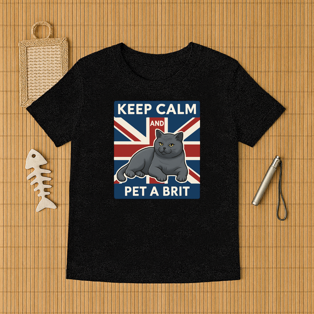 Keep Calm Pet a Brit Cat Tee