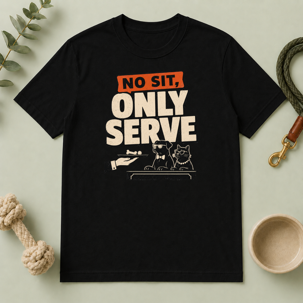 No Sit, Only Serve T-Shirt — Multi-Pet Household Tee