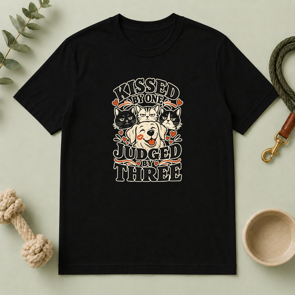Kissed by One Judged by Three Valentine Pet T-Shirt