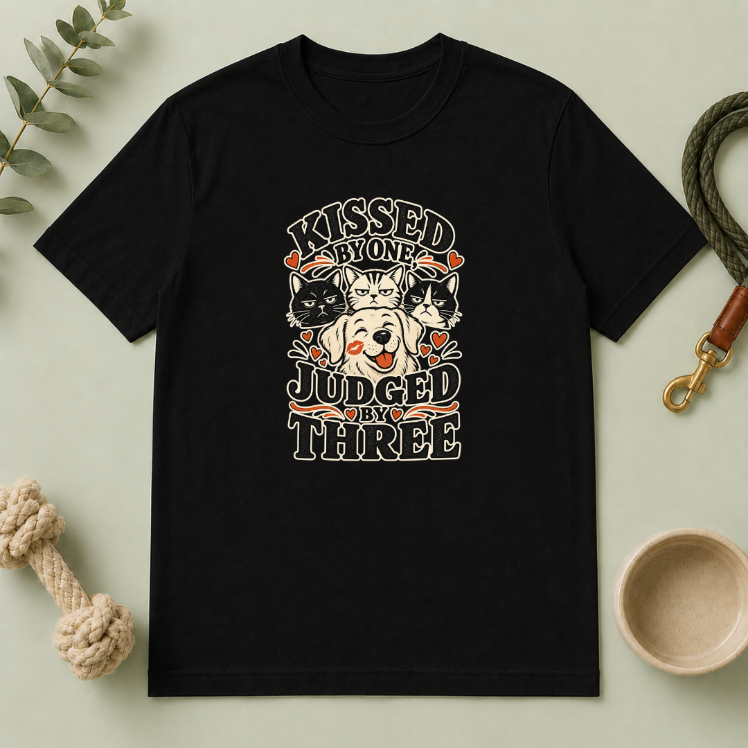 Kissed by One Judged by Three Valentine Pet T-Shirt