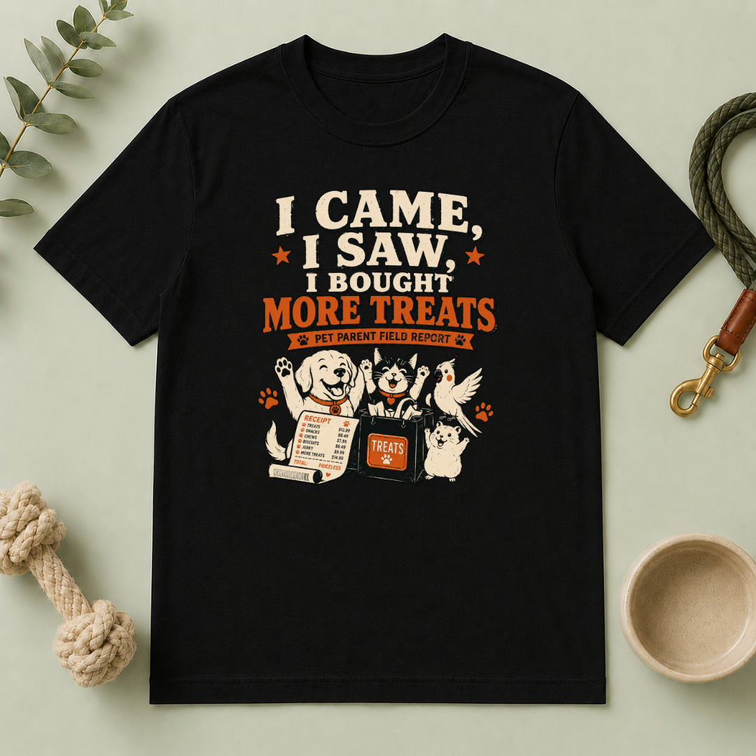I Came, I Saw, I Bought More Treats Multi-Pet Lifestyle T-Shirt