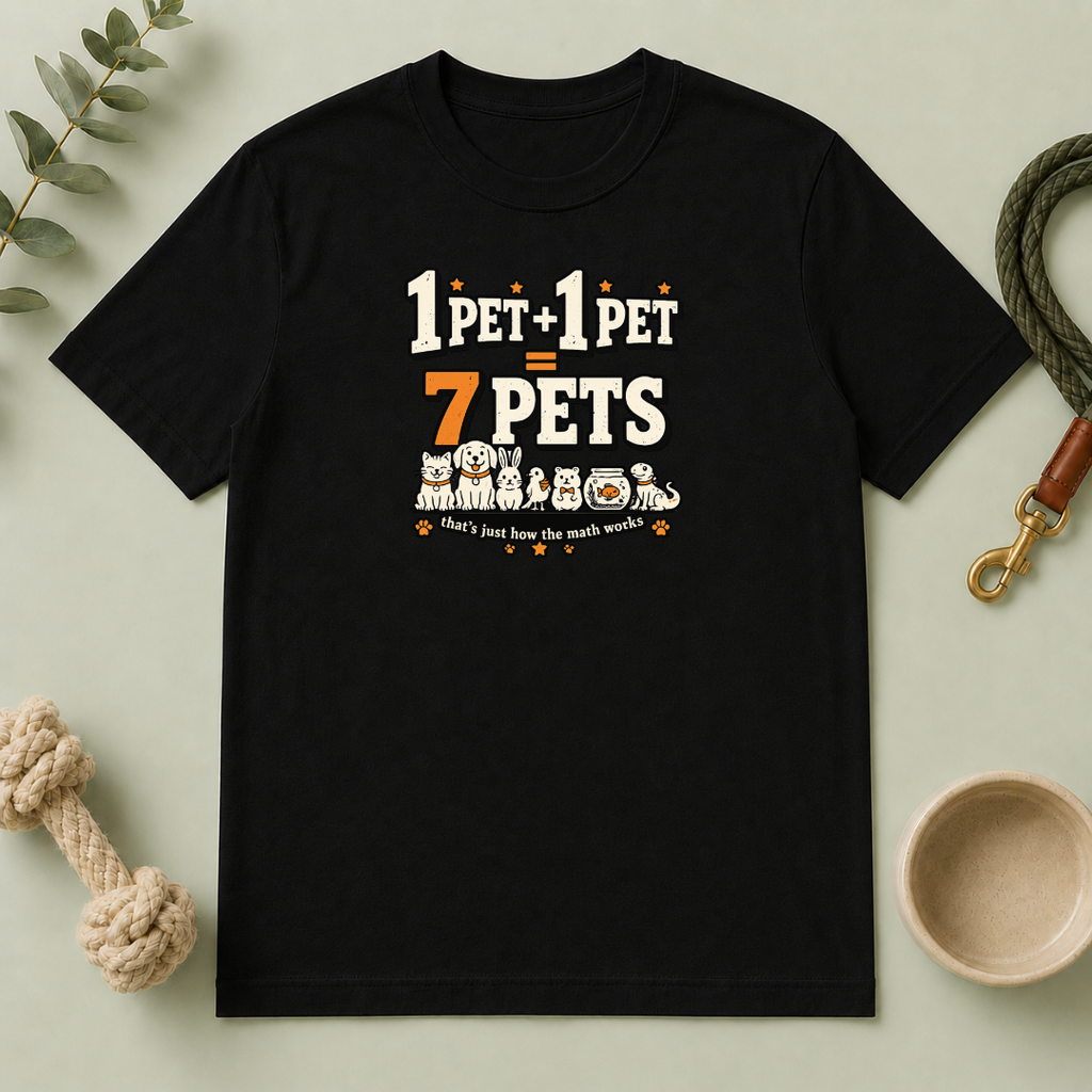 “1 Pet + 1 Pet = 7 Pets” Cute Pet Lover Tee