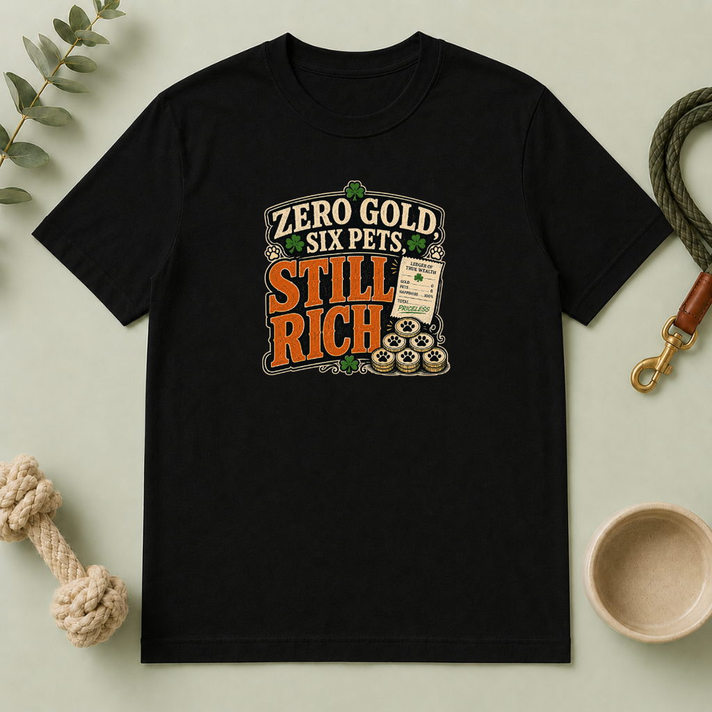 Zero Gold, Six Pets, Still Rich St. Patrick’s Day T-Shirt