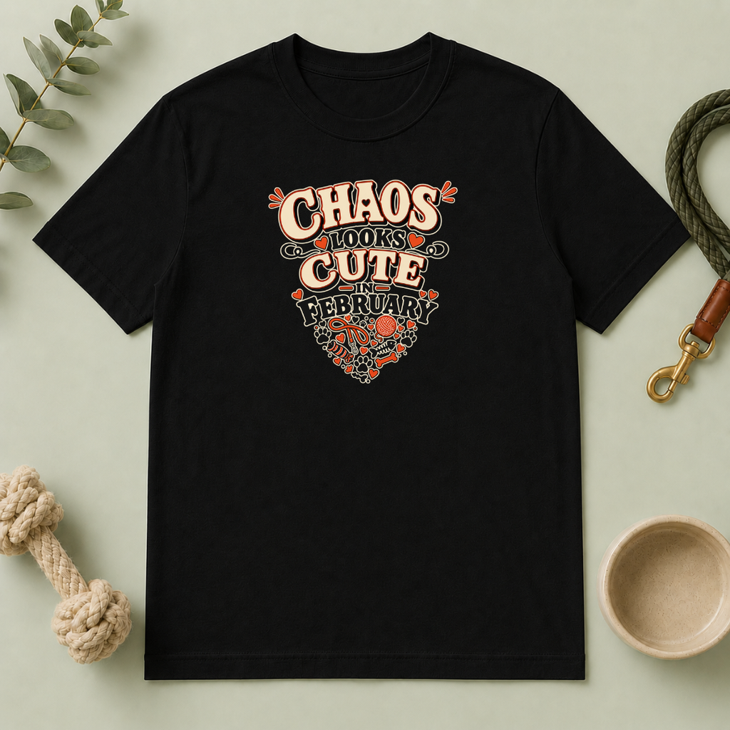 Chaos Looks Cute in February Valentine Pet Parent T-Shirt
