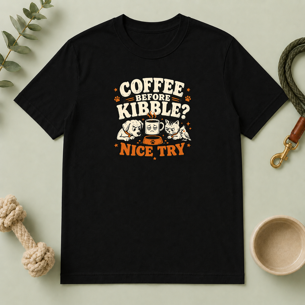 Coffee Before Kibble? Cute Pet Mom Graphic Tee