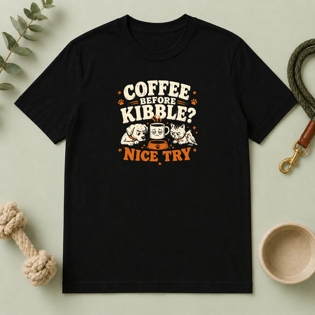 Coffee Before Kibble? Cute Pet Mom Graphic Tee