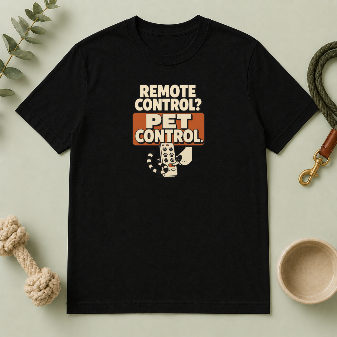 Pet Control T‑Shirt — "Remote Control? Pet Control." Retro Graphic Tee for Pet Lovers