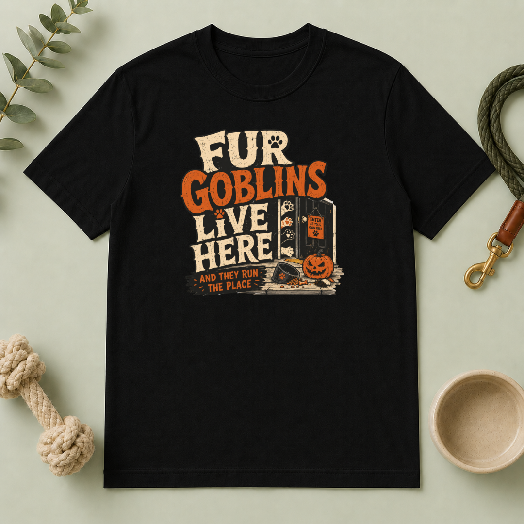 Fur Goblins Live Here Halloween Pet T-Shirt