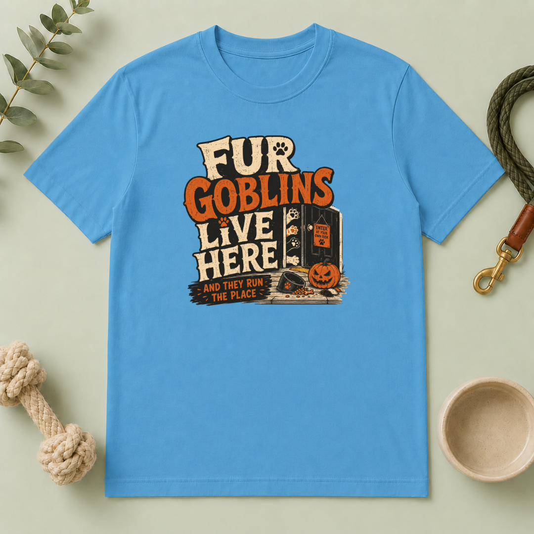 Fur Goblins Live Here Halloween Pet T-Shirt