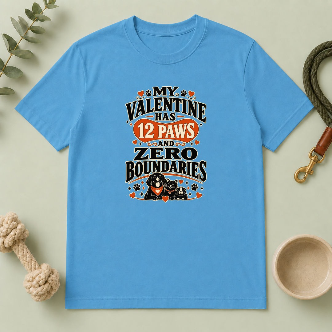 My Valentine Has 12 Paws and Zero Boundaries Pet T-Shirt