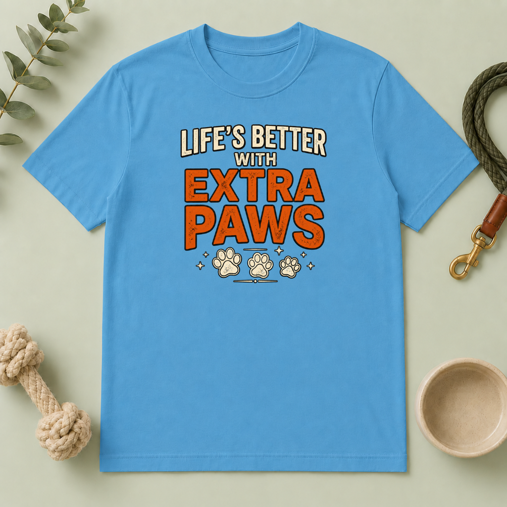 Life’s Better with Extra Paws T‑Shirt — Cute Pet Lover Tee