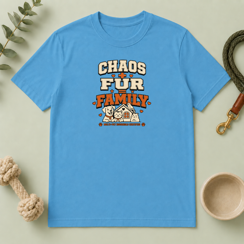 Chaos + Fur = Family – Cute Pet Mom/Dad Tee